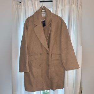 NWT Abercrombie Wool Blend Coat - Light Brown (Size Medium)